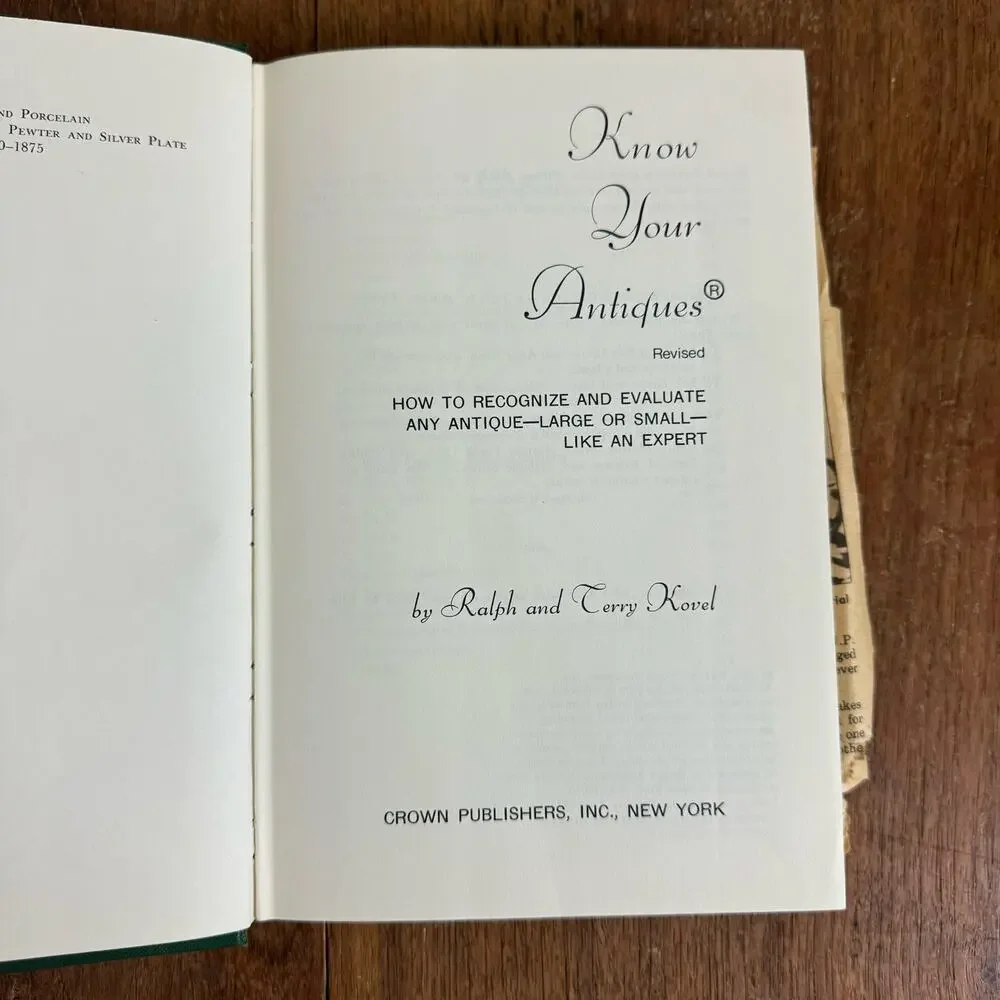 Know Your Antiques 1973 Ralph Terry Kovel Reference Identification‎ Book